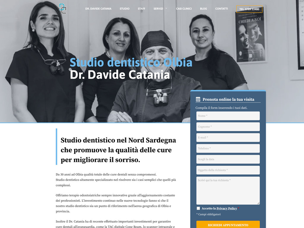Home Page del sito dentistico Dr. Davide Catania – Realizzazione FMstudio.it Home Page Studio Dentistico Dr. Davide Catania realizzata da FMstudio.it